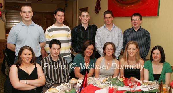 Pictured at the Castlebar Swimming Pool Christmas Party night in the Failte Suite Welcome Inn Hotel Castlebar, front from left: Olivia Finnerty, Kenny O'Malley,  Aisling Tuohy, Marian English, Sharon O'Malley and Marie Gill; At back Liam Molloy, Keith Durcan,  Martin Monroe Anthony O'Neill and Adrian Finnnerty. Photo:  Michael Donnelly