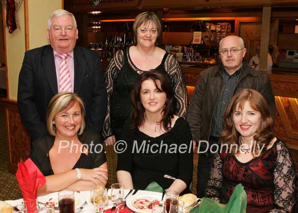 Pictured at the FAS staff Castlebar Christmas Party night in the Failte Suite Welcome Inn Hotel Castlebar, front from left: Geraldine Glendon, Noreen Geraghty, and Geraldine Grady; At back Jackie Foley, Mary Kelly and Michael Kelly. Photo:  Michael Donnelly