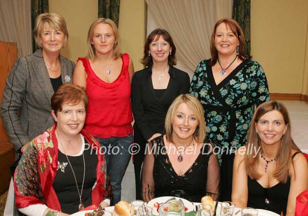 Meitheal Mhaigheo Foxford group pictured at their Christmas Party night in the Welcome Inn Hotel Castlebar, front from left: kathryn Cawley, Edel Joyce and  Maria Regan; At back: Bridie Staunton, Grainne Gallagher, Jackie Brennan and Mary Brogan. Photo:  Michael Donnelly