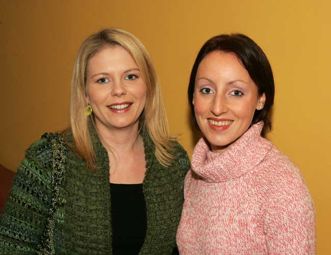 Julianne Beale and Anna Walsh Foxford pictured at the Des Bishop show in the TF Royal Theatre Castlebar.  Photo: Michael Donnelly.