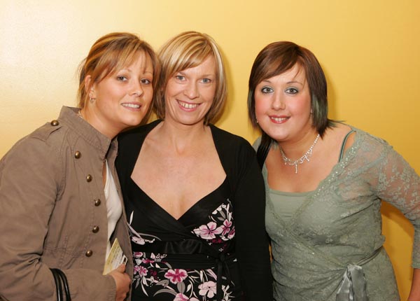 Caroline Ryan, Claremorris; Marian Denning Ballinrobe and Karen Walsh Ballinrobe, pictured at "Remembering Kieran" (a tribute to Kieran Murphy Ballinrobe), in the tf Royal Theatre Castlebar. Photo:  Michael Donnelly