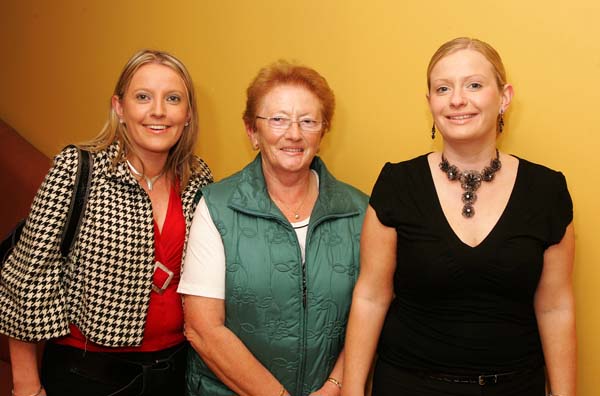 Emer, Mary and Hilary O'Connor, Ballinrobe, pictured at "Remembering Kieran" (a tribute to Kieran Murphy Ballinrobe), in the tf Royal Theatre Castlebar. Photo:  Michael Donnelly