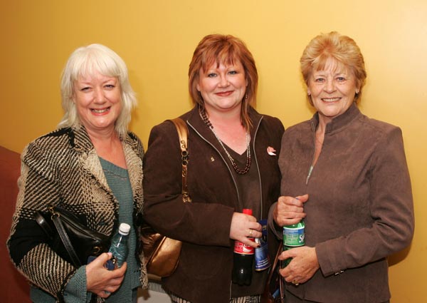 Brenda Warren,  Jackie Lynch and Ann Kennedy, Tuam, pictured at "Remembering Kieran" (a tribute to Kieran Murphy Ballinrobe), in the tf Royal Theatre Castlebar. Photo:  Michael Donnelly 