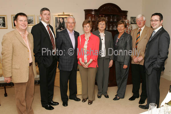 Pictured at the informal dinner of Muintir Maigheo Galway and Dublin in Pontoon Bridge Hotel, Pontoon, from left: Seamus Murray, chairman  Muintir Mhaigheo Galway; Michael Gilvarry, Michael Morley and Anne Marie Morley; Teresa Downes, Kitty and Sean McManamon, and John Sweeney. Photo:  Michael Donnelly 