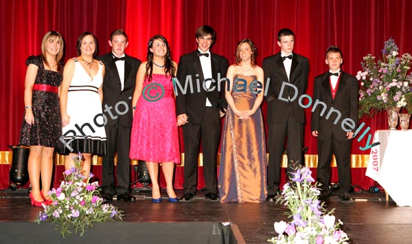 Finalists in "The National Youth Awards 2007" hosted by the No Name! Club in the TF Royal Theatre Castlebar, from left: Sinead McDermott- Kilbride No Name Club; Linda Bryan -Thurles No Name Club; Keith Doherty- Athboy No Name Club; Linda O Sullivan - Cellbridge No Name Club - WINNER HOSTESS OF YEAR 2007; Michael Walsh- Headford/Caherlistrane No Name Club; 
Aisling N Fhlatharta- Carraroe No Name Club;  
Paddy Burke - Claremorris No Name Club- WINNER HOST OF YEAR 2007; Jonathan Buckey- St Josephs of Mayfield No Name Club. Photo:  Michael Donnelly
