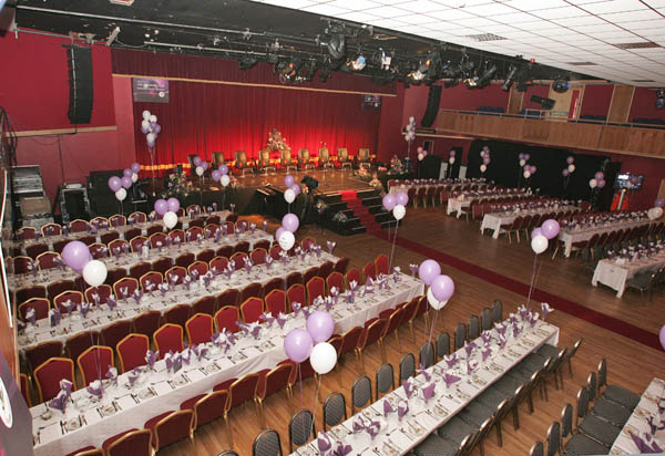 Table layout and stage for "The National Youth Awards 2007" hosted by the No Name! Club in the TF Royal Theatre Castlebar. Photo:  Michael Donnelly