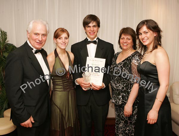 Michael Walsh Shrule, participated as a finalist in "The National Youth Awards 2007" hosted by the No Name! Club in the TF Royal Theatre Castlebar, pictured with family members, from left: Vincent, Eileen, Noreen and Maria Walsh. Maria is a former Hostess of the Year and Joint PRO of the No Name Club.  Photo:  Michael Donnelly