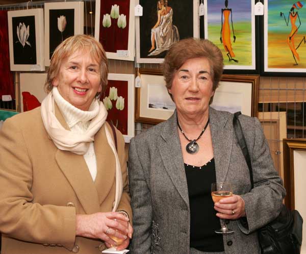 Dolores Moneley and Margaret Cashin, Castlebar pictured at the Castlebar Rotary Club Art sale (in conjunction with the Mayo Pink Ribbon Appeal) in Breaffy House Hotel, Castlebar. Photo:  Michael Donnelly