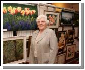 Artist Elsie Jackson Charlestown pictured with some of her exhibits at the Castlebar Rotary Club at the Castlebar Rotary Club Art sale (in conjunction with the Mayo Pink Ribbon Appeal) in Breaffy House Hotel, Castlebar. Photo:  Michael Donnelly