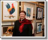 Charlestown Artist Maire N Riada pictured with some of her exhibits at the Castlebar Rotary Club at the Castlebar Rotary Club Art sale (in conjunction with the Mayo Pink Ribbon Appeal) in Breaffy House Hotel, Castlebar. Photo:  Michael Donnelly