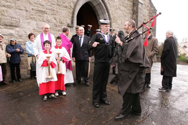 Discussing procedure at the commemorations in Foxford Co Mayo Ireland to mark the 150th Anniversary of the death of Admiral William Brown, who was born in Foxford in 1777, Admiral Brown Scciety Foxford. Photo Michael Donnelly