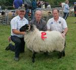 Seamus Hughes Tourmakeady (on left) with his prizewinning Hill sheep at Ballinrobe Agricultural Show included is Sean Brennan Sheep Judge and Willie Costello, Sheep Stewart;  Photo: Michael Donnelly.