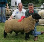 Michael Jennings Hollymount, got 1st prize for his Ram Lamb at Ballinrobe Agricultural Show pictured with on right Willie Connolly, Steward. Photo: Michael Donnelly. 