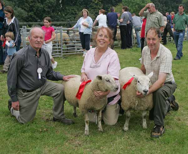 Mary and Michael Bryce Ballycastle pictured with their prizewinning best Factory lamb and best Butchers at Ballinrobe Agricultural Show included in photo on left is Sean Brennan Sheep Judge. Photo: Michael Donnelly.