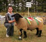 Daniel Conway, Scardane Claremorris pictured with his Champion Suffolk Ram which also won  Champion Sheep of Claremorris Agricultural Show. Photo: Michael Donnelly.