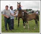 Pat Prendergast, Belfield House, Claremorris, pictured with Best Filly Foal at the 88th Claremorris Agricultural Show, showing  the mare was John Dixon. Photo:  Michael Donnelly
