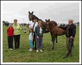 Pauline Prendergast presents the James Prendergast Memorial Cup (sponsored by Pat and Pauline Prendergast) for Best Mare to breed a hunter with a foal, to Billy OMalley, Ballinrobe, at the 88th Claremorris Agricultural Show, included in photo from left: Ciara King, Pauline Prendergast, Aine Billy and Anne OMalley Ballinrobe and Paddy OMalley. Photo:  Michael Donnelly
