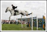 Damien Griffin, Ahascragh Ballinasloe on Lissyegan Clover Diamond clears the huge 6ft 10 inch  jump at Claremorris Agricultural show to win the high jump competition. Photo: Michael Donnelly