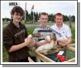 Liam Corcoran and Shane Gleeson and Kevin Kilgarriff, Dunmore at Claremorris Agricultural Show with their prizewinning geese. Photo:  Michael Donnelly