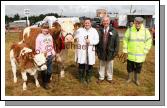 Winners of the McEllin Cup at Claremorris Agricultural Show for Best Cow in calf or milk (sponsored by Western Simmmnetal Club), from left: Maeve and Jacinta Regan, Cloonfad, pictured with Joe Campbell, Strabane, (Judge) and Paddy Veldon (steward). Photo:  Michael Donnelly