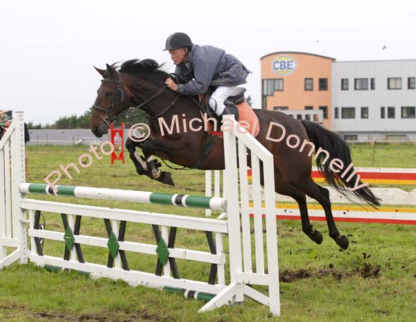 Liam Coen,  Castlerea on Mrs Valentine wins the 148  5, 6 and 7 year old competition at the Show Jumping section of Claremorris Agricultural Show. Photo:  Michael Donnelly
