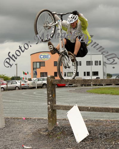 A Stunt Cyclist in action at Claremorris Agricultural Show. Photo: Michael Donnelly
