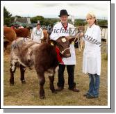 Terry Middleton, Tourmakeady pictured at Claremorris Agricultural Show with trophy for Best Shorthorn Bull or Heifer Calf Pedigree or Non Pedigree born on or after January 1, 2009:  and shown by Amelda Middleton. Photo:  Michael Donnelly