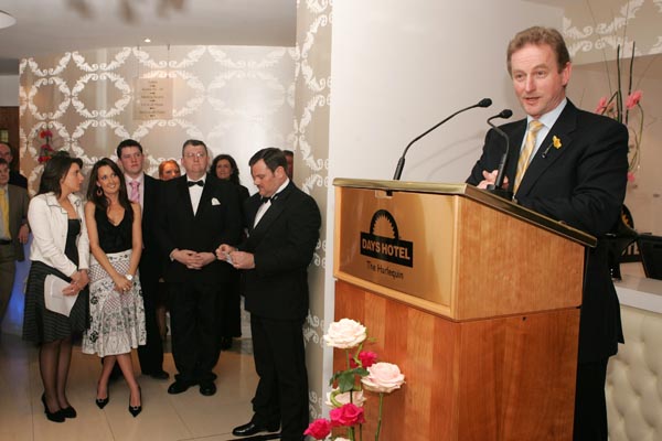 Deputy Enda Kenny, T.D., Leader of Fine Gael, speaking at the official opening of Days Hotel "The Harlequin", Castlebar. Photo:  Michael Donnelly
