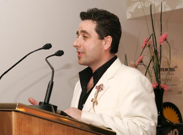 Peter Kelly, aka Franc, event co-ordinator speaking at the official opening of Days Hotel "The Harlequin", Castlebar. Photo:  Michael Donnelly