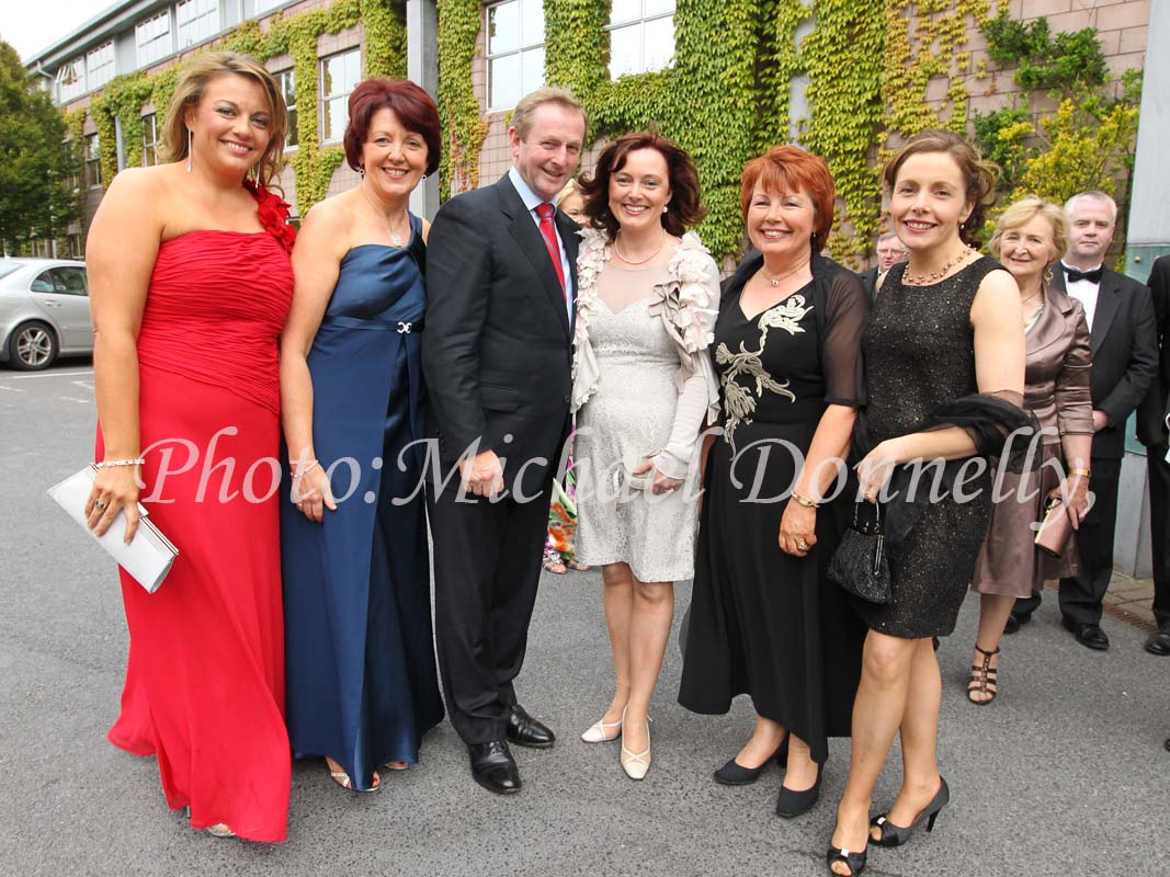 Taoiseach Enda Kenny TD, pictured on his arrival  for the Mayo Association Worldwide Convention 2011 at Hotel Westport, Co Mayo, with from left Cora Kelly, Newport, Gabrielle Hurst, Tuam, Clodagh Geraghty, Castlebar, Kathleen Kelly  and Sharon McGreal Newport. Photo:Michael Donnelly,