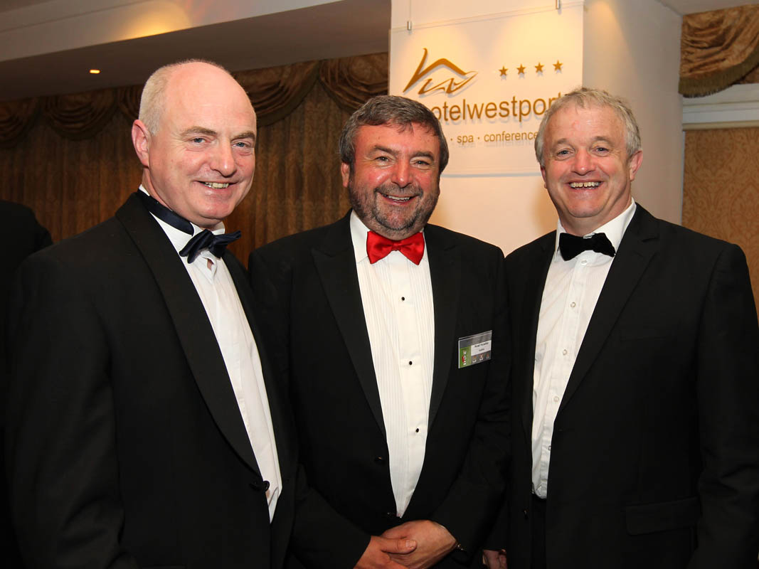 Peter Hynes, Mayo Co Manager pictured with Noel Howley Mayo Association Dublin and Cllr Gerry Coyle at the Mayo Associations Worldwide Convention 2011 Gala dinner in Hotel Westport, Westport. Photo: © Michael Donnelly 2011