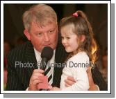 Compere Frank Forde chats to Emma Walsh, Keelogues (a  Raffle winner) at the Castlebar Mitchels Ladies Football Club Fashion Show in the Failte Suite, Welcome Inn Hotel, Castlebar. Photo:  Michael Donnelly