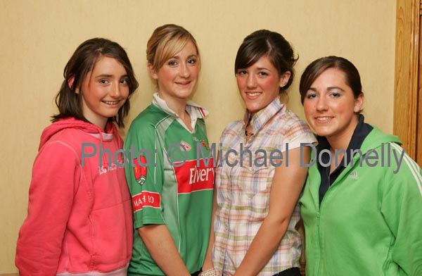 Pictured at the Castlebar Mitchels Ladies Football Club Fassion Show in the Failte Suite, Welcome Inn Hotel, Castlebar, from left: Katie and Lisa McManamon, Orla Conlon and Claire Ryder. Photo:  Michael Donnelly