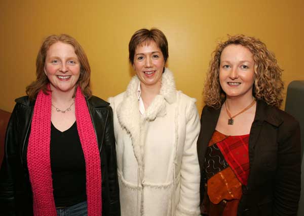 Jackie Brennan, Rhona Freely, and Fiona Keenan, Boyle, pictured at Pat Shortt, in the new Royal Theatre Castlebar. Photo Michael Donnelly