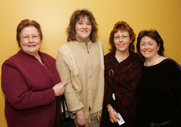 Kathleen Carolan, Geraldine Carolan, Maura OHara, and Helen Keane, Bellacorrick, pictured at Pat Shortt, in the new Royal Theatre Castlebar. Photo Michael Donnelly

