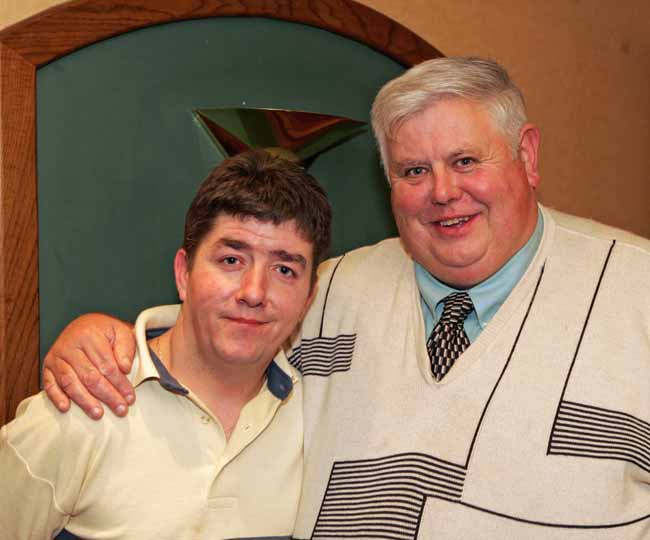 George Farragher and PJ Timlin pictured at the Threshing Social in the Dalton Inn Hotel Claremorris.  Photo: Michael Donnelly.