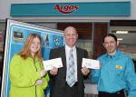 Rachel Spencer (overall winner) and  Marty Bolger are presented with their prizes by Paul Reville Argos Area manager at the opening of the new Argos Store in Castlebar. Photo Michael Donnelly