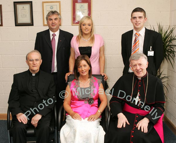 Gerry Concannon, CEO and Chairman of CBE pictured with family members at the official opening and blessing of CBE's new Head Office and Research and Development Centre IDA Business Park Claremorris, at back from left  Gerry, Laurie and Gearid, at front Monsignor Cathal Brennan who travelled from Portland Oregon, USA, Catherine Concannon and Most Rev. Michael Neary, Archbishop of Tuam, who performed the official opening and blessing. Photo:  Michael Donnelly
