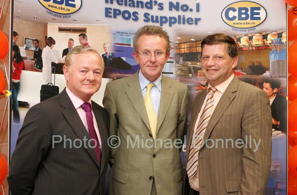 Pictured at the official opening of CBE's new Head Office and Research and Development Centre, IDA Business Park Claremorris, from left: Jim Higgins MEP; Pat O'Grady, Enterprise Ireland and Deputy John O'Mahony, T.D. and Mayo Senior Football Team manager. Photo:  Michael Donnelly 