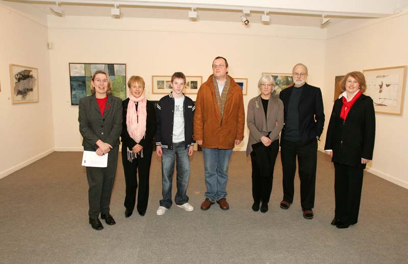 Pictured at the official opening in the Linenhall Arts Centre, Castlebar of "Ballinglen - the First 15 years", An exhibition of 25 works from the Collection of Ballinglen Arts Foundation, from left: Marie Farrell, Director of Linenhall Arts Centre; Robert Smith, Castlebar; Eamon Smith, chairman Linenhall Arts Centre  who chose the selection and performed the official opening; Margo Dolan and Peter Maxwell, Founder Directors of Ballinglen Arts Foundation Ballycastle and Una Forde Ballinglen Arts Foundation. Photo:  Michael Donnelly