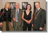 Pictured at the official opening of the Exhibition "Reclaiming the Serpent" by Caroline Hopkins Castlebar in the Linenhall Art Centre Castlebar, from left: Veronica Bolay, Sean  Heala, Caroline Hopkins,  and Cllr Blackie Gavin, Mayor of Castlebar Town Council.