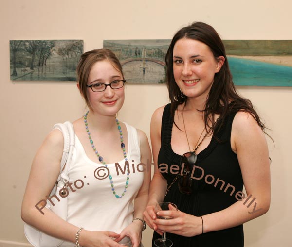 Neasa McGarrigle and Katie Burke Castlebar, pictured at the official opening of "Empire of Light" an exhibition of paintings by Chris Banahan, in the Linenhall Arts Centre Castlebar. The exhibition continues until 30th June. Photo:  Michael Donnelly