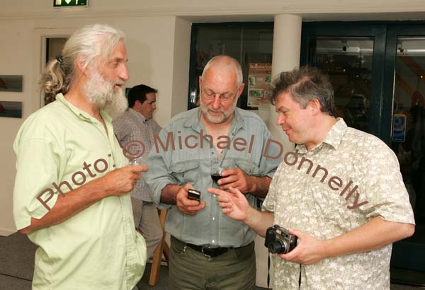 Pictured at the official opening of "Empire of Light" an exhibition of paintings by Chris Banahan, in the Linenhall Arts Centre Castlebar, from left: Tom and Malcolm Smith Clogher Westport and Ian Wieczorek, Linenhall Arts Centre. Photo:  Michael Donnelly
