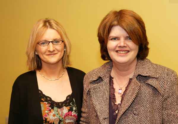Caroline OMalley and Eileen Fitzgerald, Castlebar, pictured at the official opening of Hazel Walkers Exhibition of  Small Paintings in the Linenhall Arts Centre Castlebar. The Exhibition runs until 22nd December. Photo: Michael Donnelly