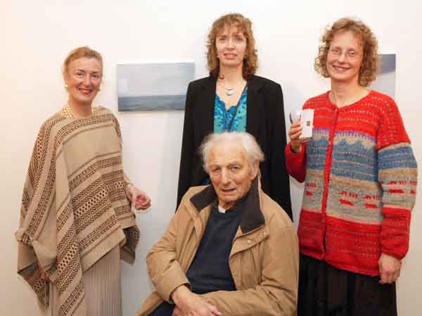 Alana ORegan, Enniscrone, Mervyn Clarke Easkey, Sue Wright, The Quay, Westport and Sabine Hiller Westport, pictured at the official opening of Hazel Walkers Exhibition of  Small Paintings in the Linenhall Arts Centre Castlebar. The Exhibition runs until 22nd December. Photo: Michael Donnelly

