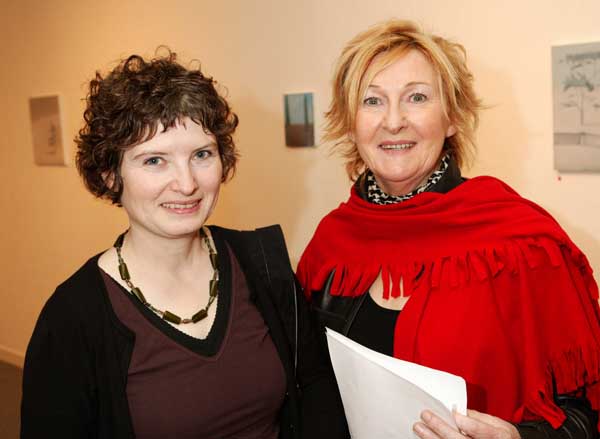 Fiona Murray, Newquay Co Clare and Mary Smith Ballyhaunis pictured at the official opening of Hazel Walkers Exhibition of  Small Paintings in the Linenhall Arts Centre Castlebar. The Exhibition runs until 22nd December. Photo: Michael Donnelly
