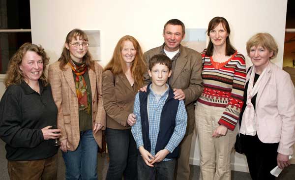 Pictured at the official opening of  Exhibition of  Small Paintings by Hazel Walker in the Linenhall Arts Centre Castlebar, from left: Marliese Hertfelder, Ballyhaunis; Susie Quinn, Kilmeena,  Moira Stratford, Ballyhaunis; Bernard Hussey, David Slack Ballina, Pauline Garavan, Castlebar and Anne Murtagh Swinford.  The Exhibition runs until 22nd December. Photo: Michael Donnelly