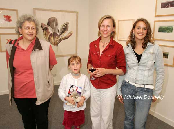 Pictured at the official opening of an Exhibition from the Original Print Gallery in the Linenhall Art Centre Castlebar, from left: Benita Stoney Newport, Emily and Majella Downes and  Kathrin Witsch, Islandeady. Photo Michael Donnelly