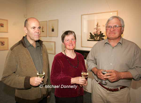 Pictured at the official opening of an Exhibition from the Original Print Gallery in the Linenhall Art Centre Castlebar, from left: Greg Fauria,  Frankfurt, and Helen and Ron Howko, Killasser, Swinford. Photo Michael Donnelly