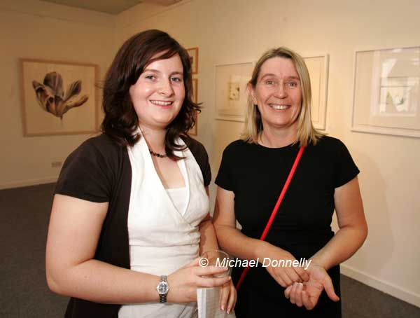 Crna Connolly, director of the Original Print Gallery, Temple Bar Dublin  pictured with Marie Farrell, Director Linenhall Arts Centre Castlebar at the official opening of an Exhibition from the Original Print Gallery in the Linenhall Art Centre Castlebar, Photo Michael Donnelly